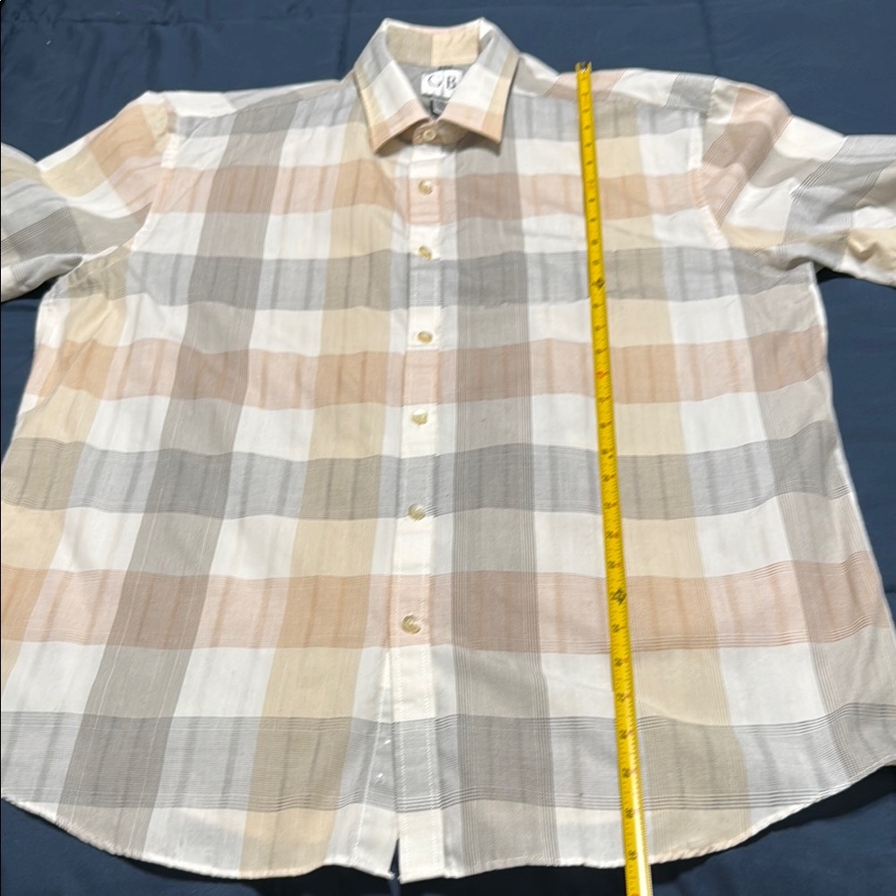 Geoffrey Beene Men’s SZ L (16-16 1/2) Checkered Short Sleeve Button Down Shirt - Picture 6 of 10